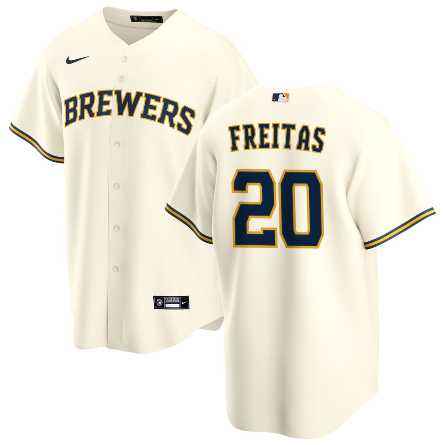 Nike Men #20 David Freitas Milwaukee Brewers Baseball Jerseys Sale-Cream